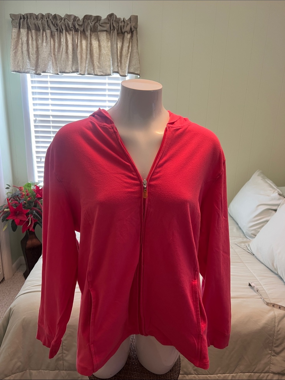Women's Hooded Zip-Up Lightweight Hoodie - Bright Red